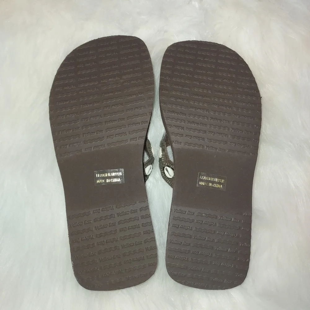 Yellow Box Aloha beaded leather Flip Flops - Picture 2 of 6